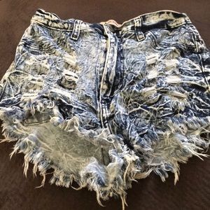 High waisted ripped shorts